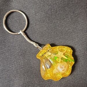 Yellow Hawaii Shell Keychain with Insect Design
